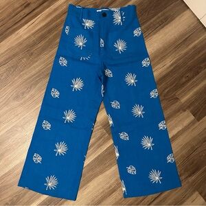 Zara 100% cotton embroidered high waisted pants